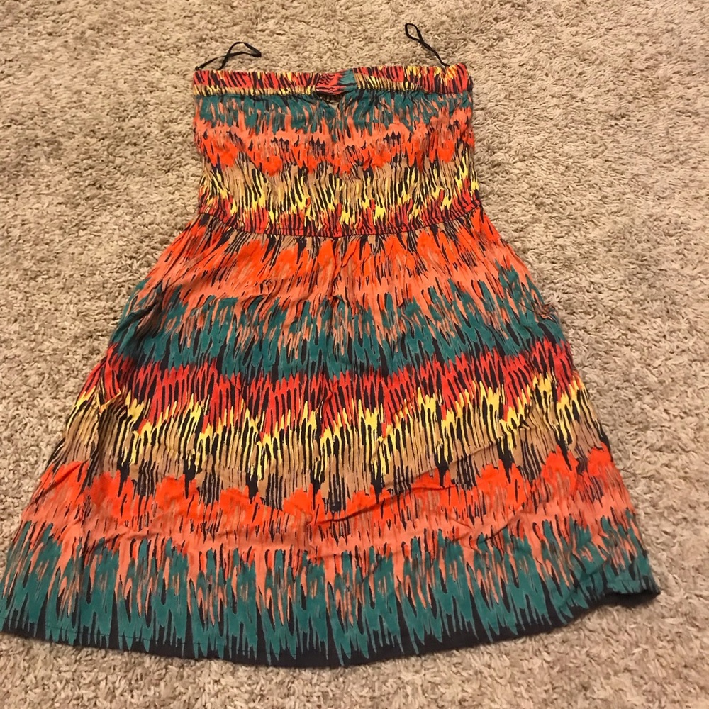 Strapless fun colorful dress w/ front/back cutouts